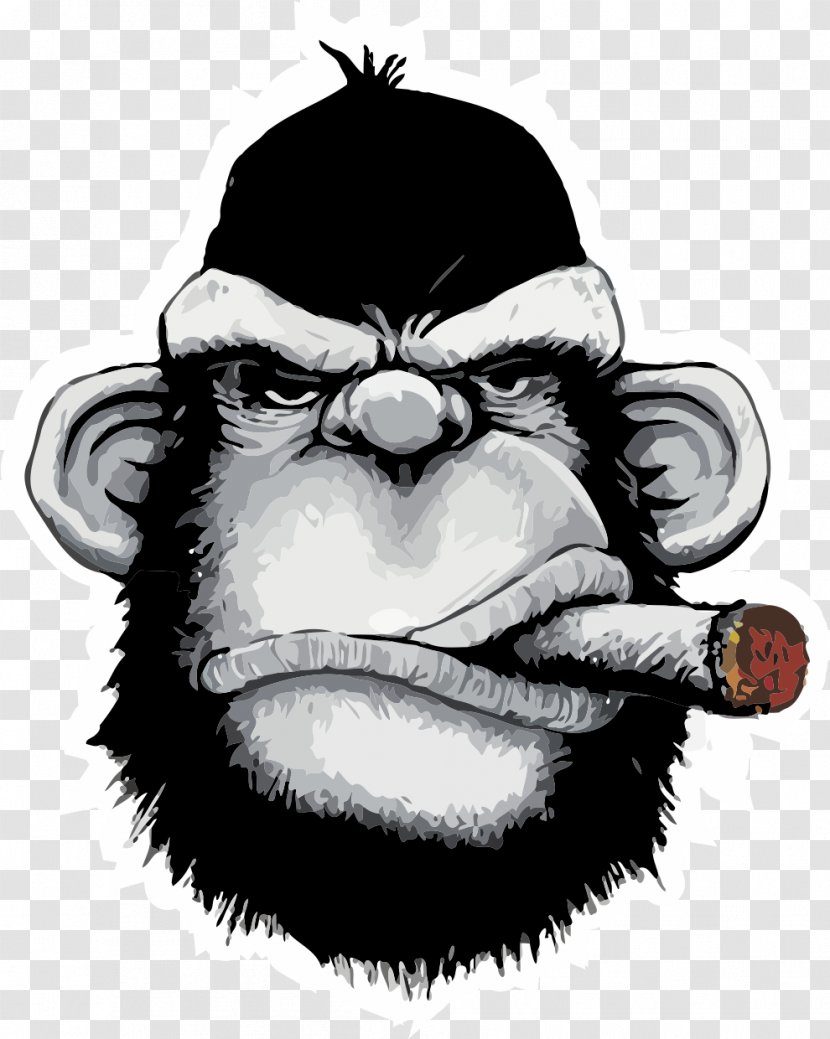 T-shirt Ape Cigar Iron-on Monkey - Great Transparent PNG