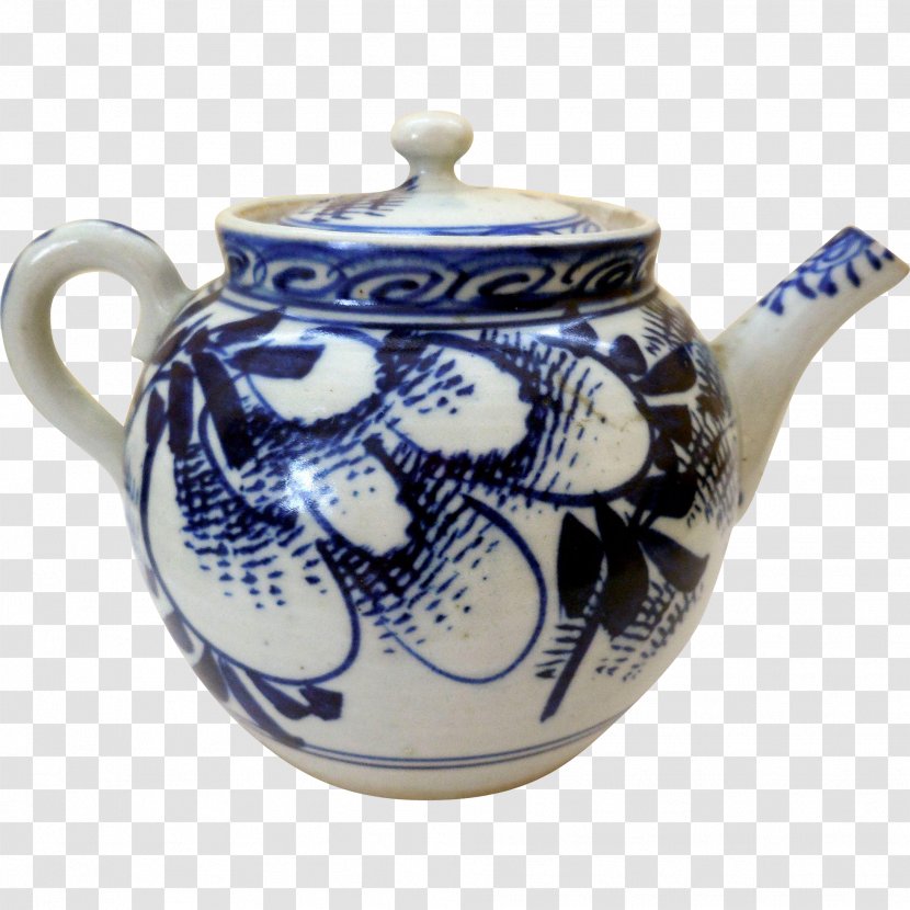 Teapot Ceramic Blue And White Pottery Cobalt - Porcelain Pots Transparent PNG