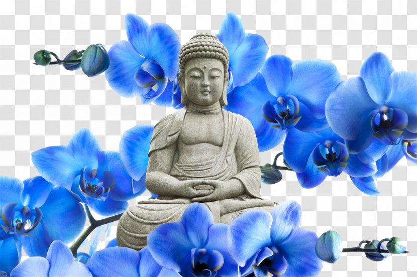 Buddha Park Orchids Buddhism Zen Painting - Printing - Under A Blue Petal Transparent PNG