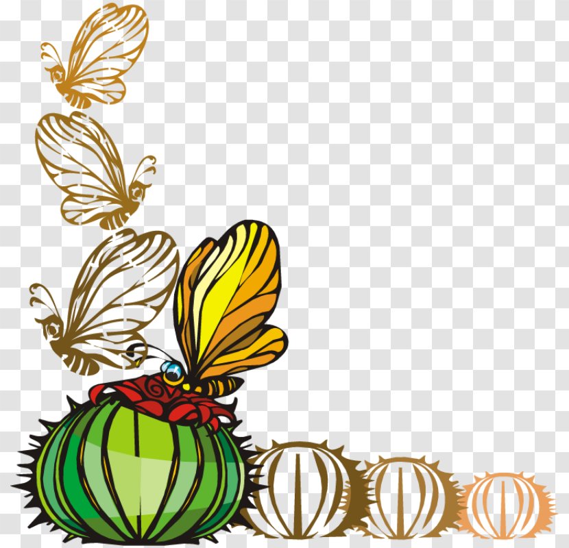 Monarch Butterfly Clip Art - Plant Stem Transparent PNG