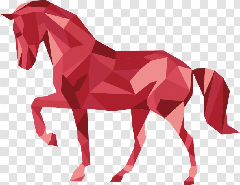 Horse Three-dimensional Space Geometric Shape Geometry - Mustang - Red Triangle Vector Transparent PNG