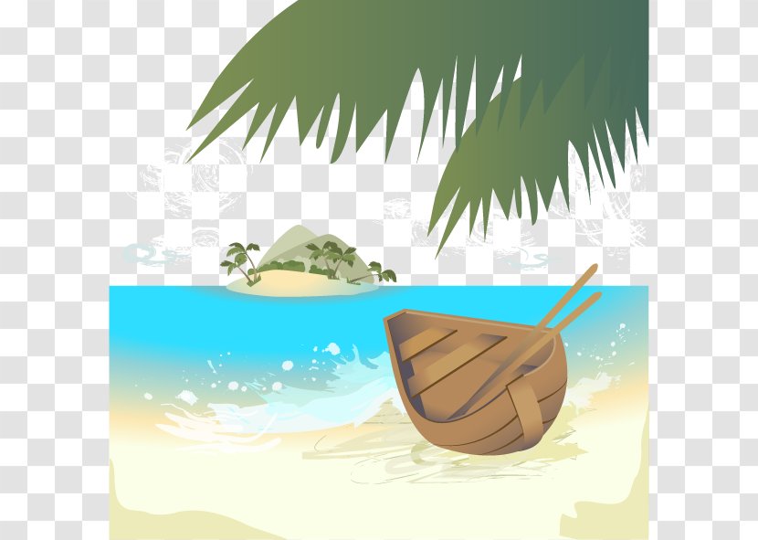 Poster Graphic Design Beach - Tree - Decorative Blue Ocean Boat Transparent PNG