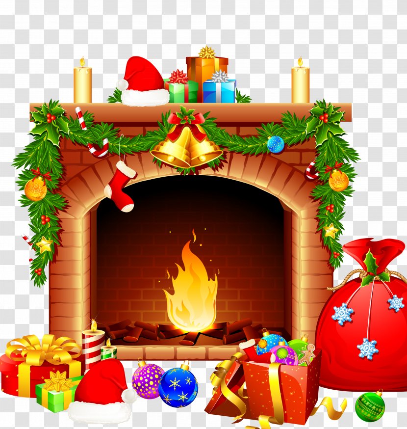 Christmas Tree Fireplace Throw Pillows - Ornament - Santa Sleigh Transparent PNG