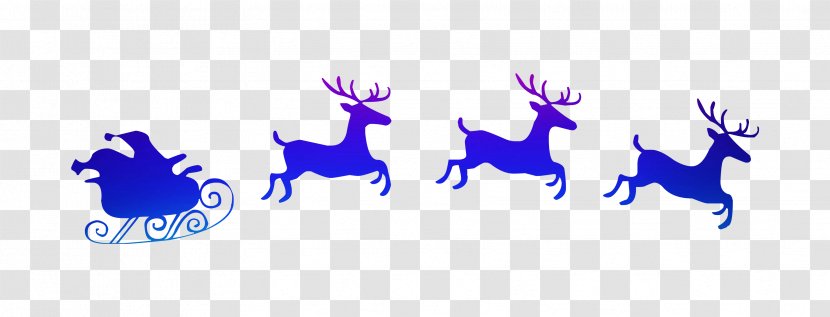 Santa Claus's Reindeer Sled Decal - Electric Blue - Wildlife Transparent PNG