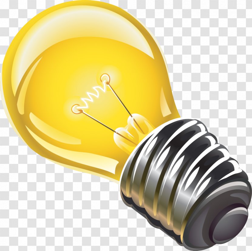 Incandescent Light Bulb Adobe Illustrator - Computer Graphics - Vector Painted Yellow Transparent PNG