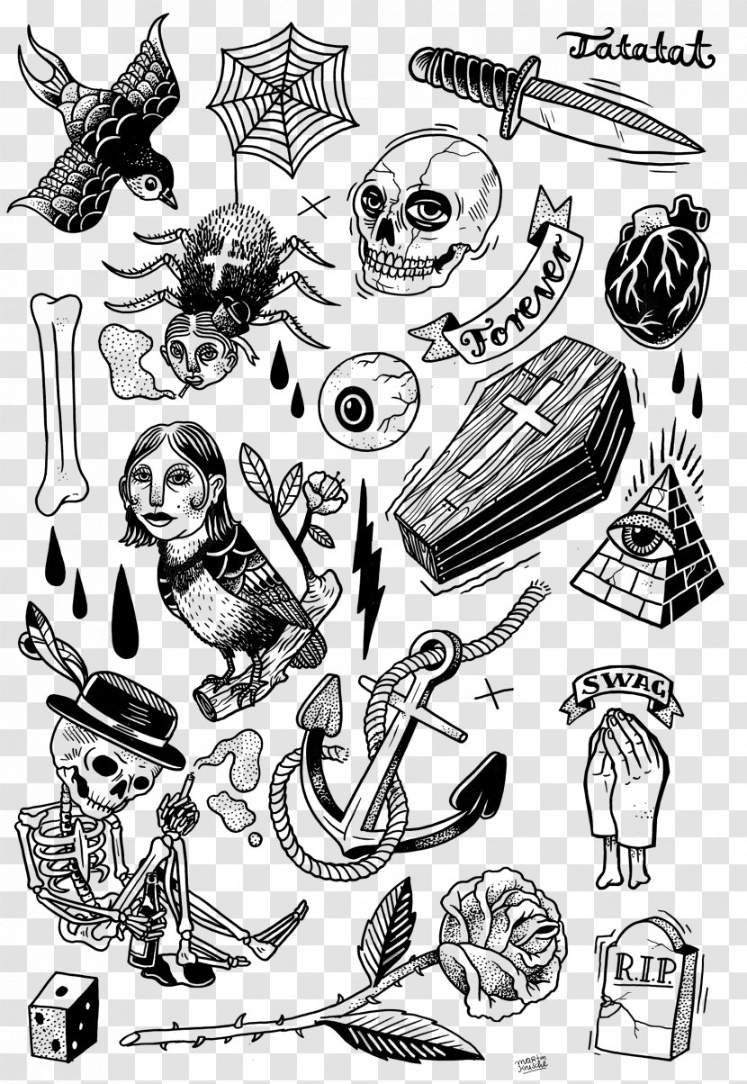 Tattoo Artist Flash Black-and-gray Drawing - Tree Transparent PNG