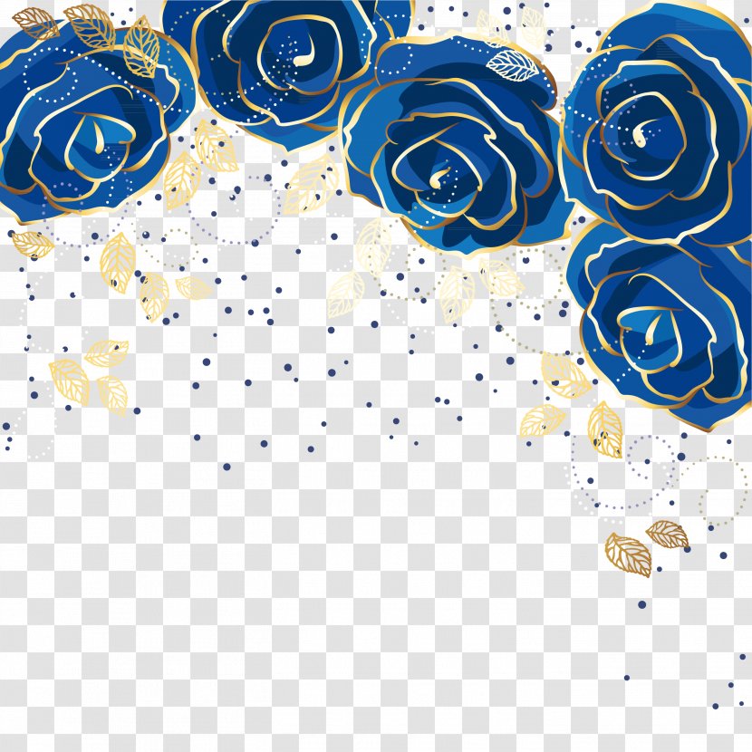 Blue Rose Flower - Background Vector Transparent PNG