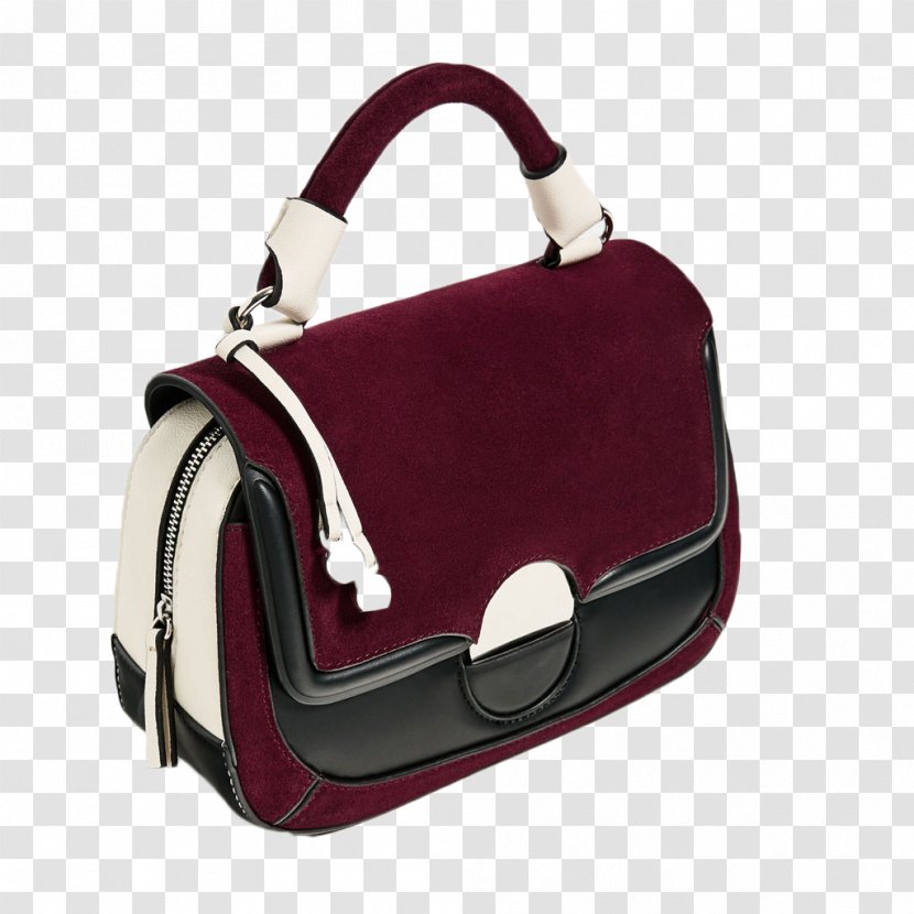 Handbag Zara Suede Leather - Strap - Splicing Oblique Backpack Transparent PNG