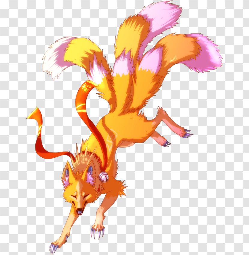 Nine-tailed Fox Kitsune Art Legendary Creature - Japanese Folklore Transparent PNG