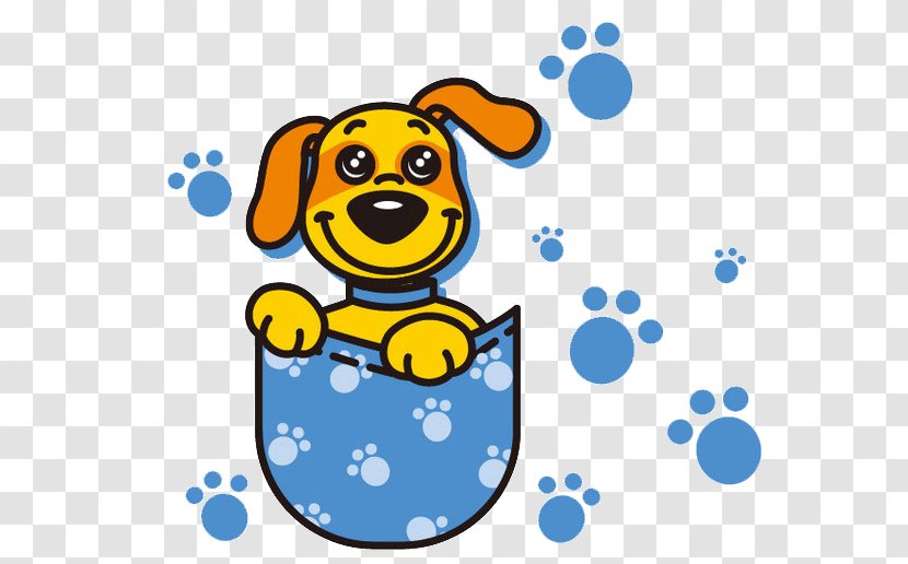 Dog Cartoon Animation - Blue Footprints Transparent PNG