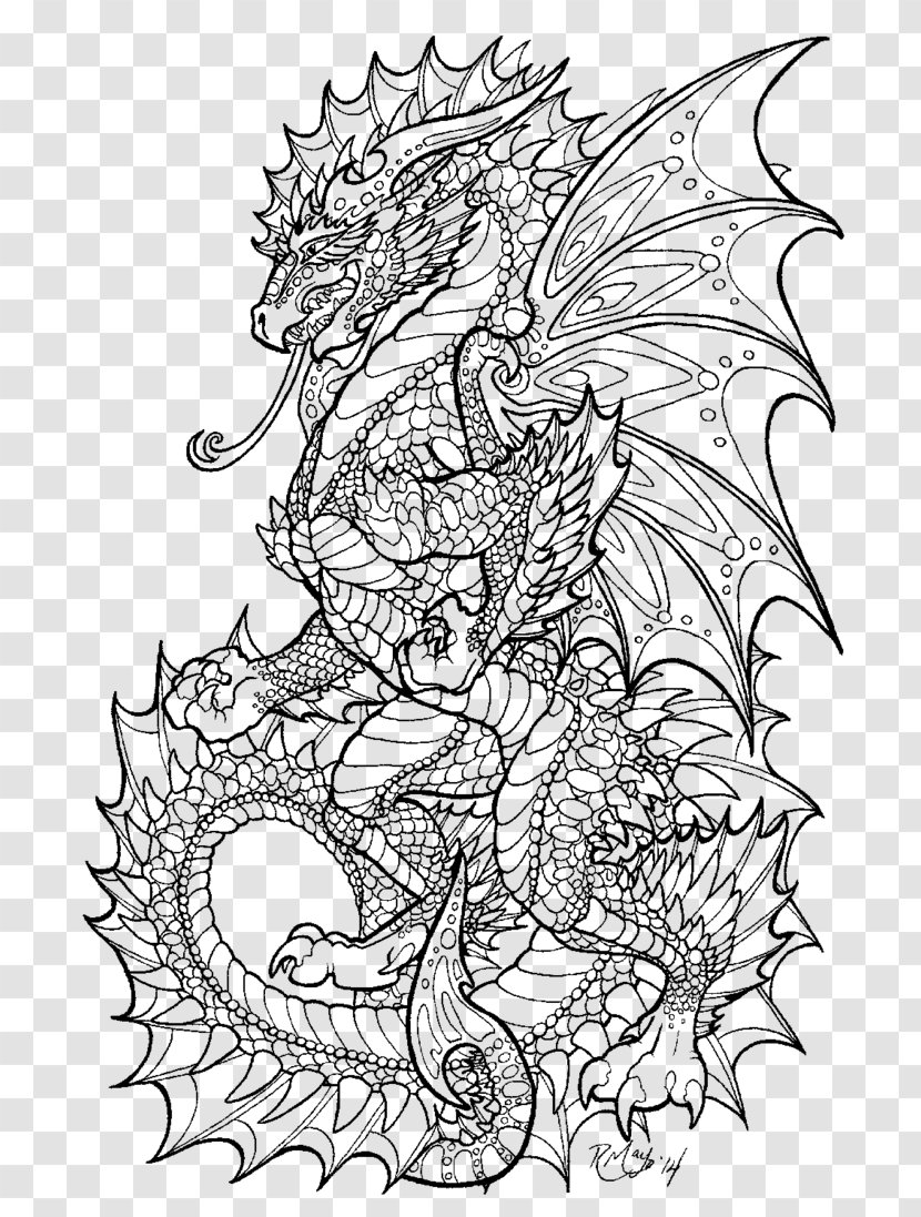 Coloring Book Chinese Dragon Adult Drawing - Artwork Transparent PNG