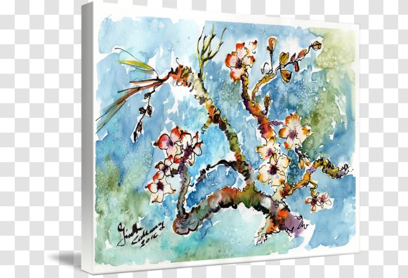 Watercolor Painting Almond Blossoms Art Oil - Paint Transparent PNG
