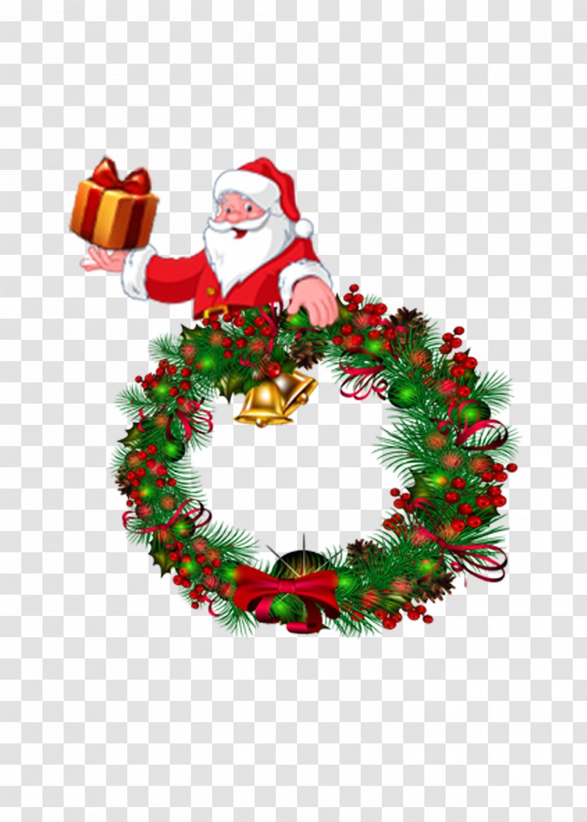 Santa Claus Christmas Garland Wreath - New Years Day Transparent PNG