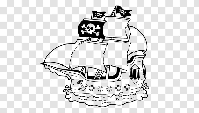 Coloring Book Ship Piracy Sea Captain Child - Boat Transparent PNG