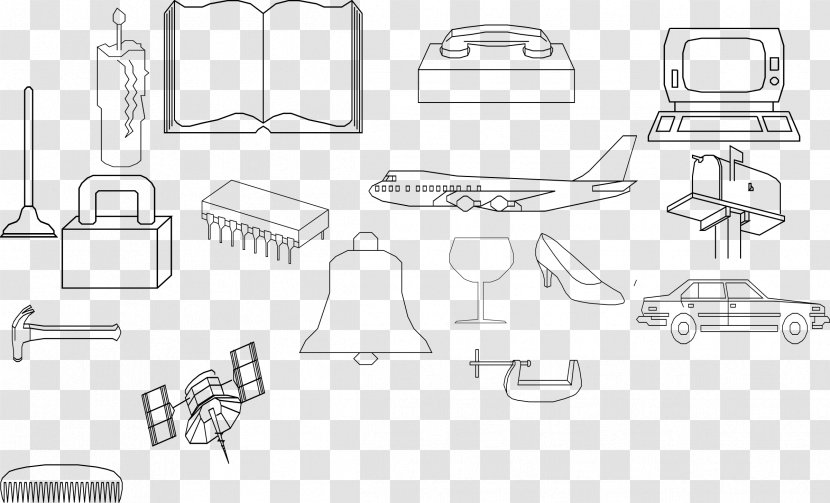 Drawing Clip Art - Monochrome - Overlapping Transparent PNG