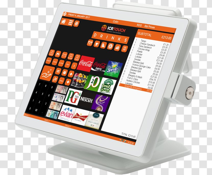 Point Of Sale Display Device Cash Register Touchpoint Touchscreen - Orange Skin Transparent PNG