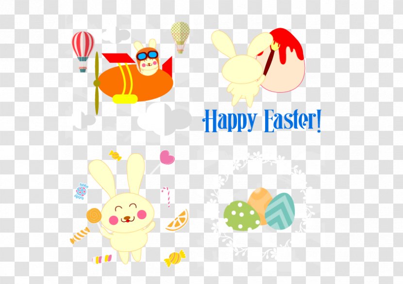 Easter Bunny Clip Art - Postcard - Vector Card Element Transparent PNG