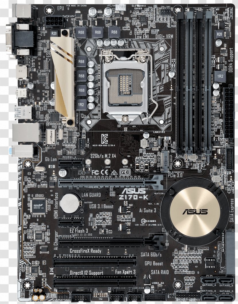 Z170 Premium Motherboard Z170-DELUXE Intel LGA 1151 ATX - Power Socket Transparent PNG