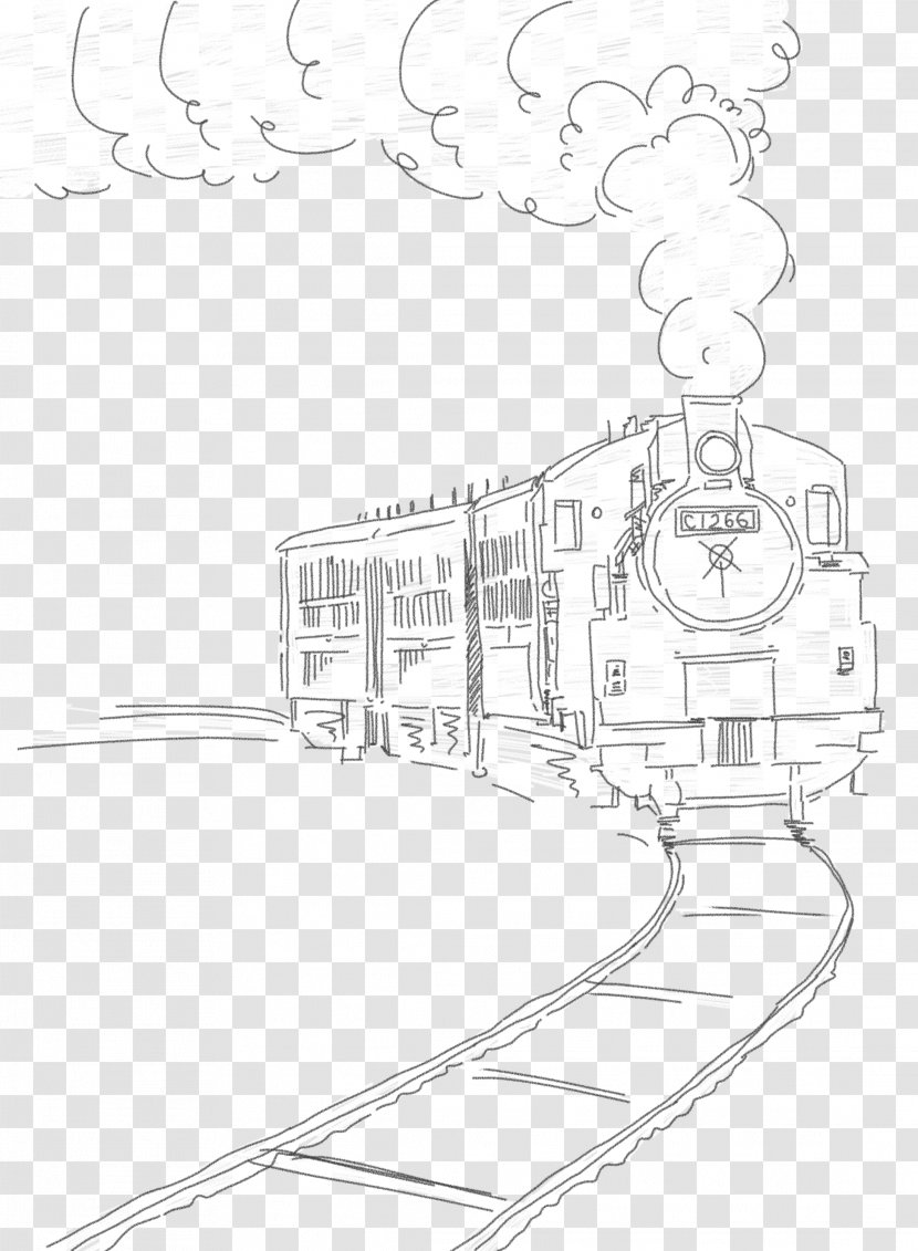 Train Drawing Sketch - White - Hand-painted Transparent PNG