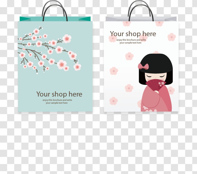 Paper Shopping Bag Template - Brand - Vector Painted Two Japanese-style Transparent PNG