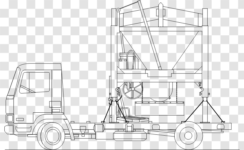 Line Art Drawing Clip - Cement Mixers - Truck Transparent PNG