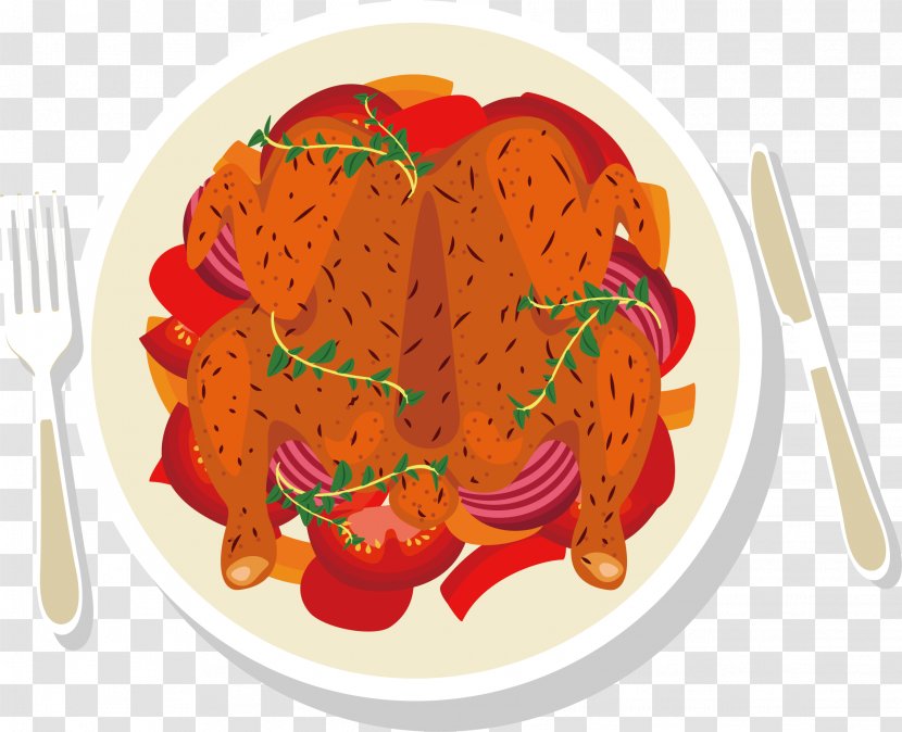 Roast Chicken Barbecue Drawing - Vector Transparent PNG