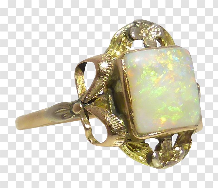 Opal Ring Art Nouveau Jewellery - Charms Pendants - Yellow Florets Transparent PNG