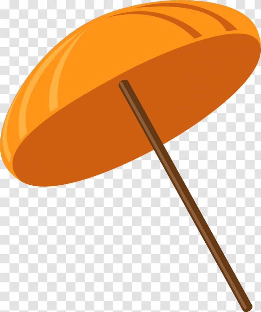 Beach - Orange Cartoon Umbrella Transparent PNG