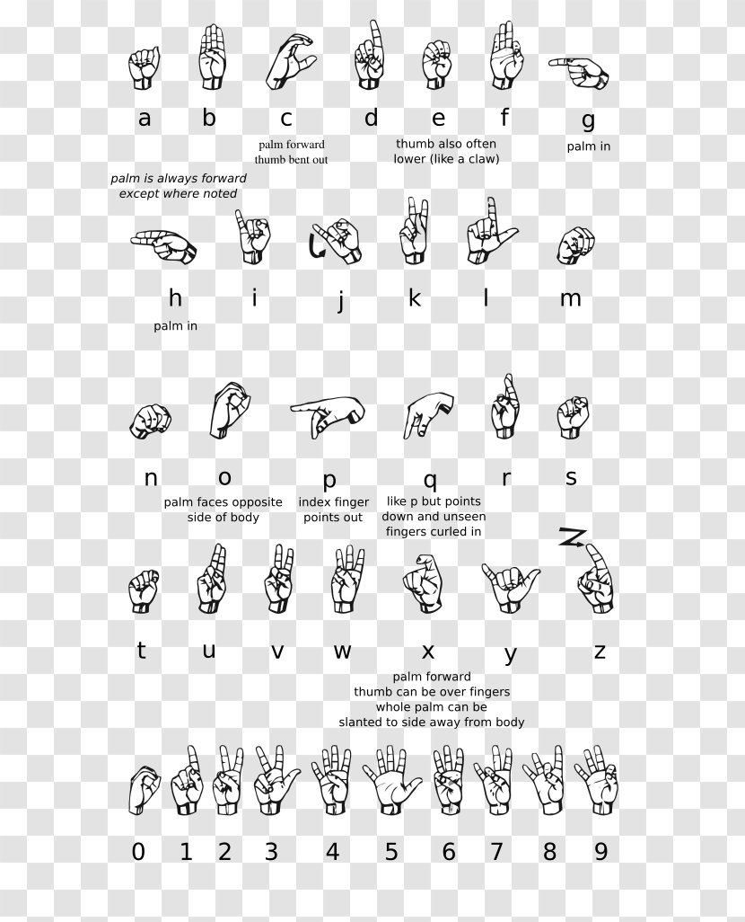 American Sign Language Book Fingerspelling - Monochrome Transparent PNG