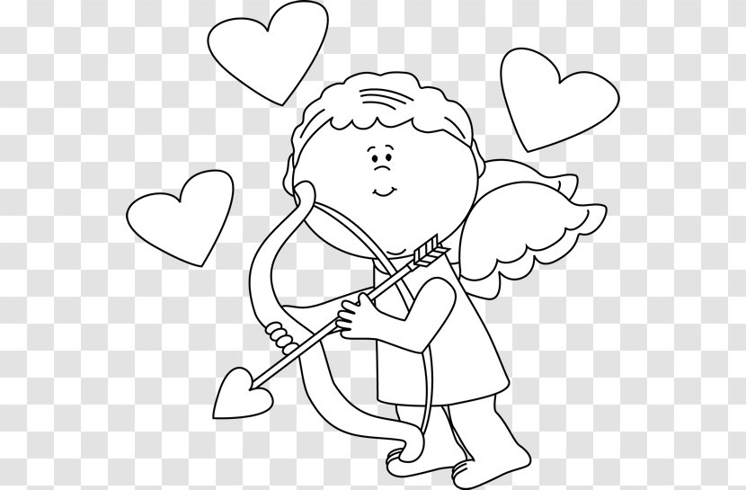 Cupid Valentines Day Clip Art - Tree - Hearts Black And White Transparent PNG