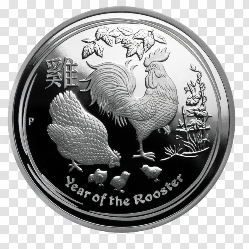 Silver Coin Perth Mint Proof Coinage - Gold - Year Of The Rooster Transparent PNG