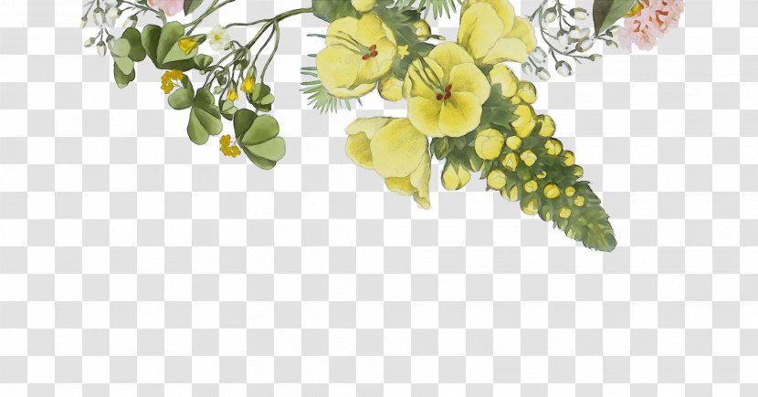 Flower Plant Branch Yellow Leaf - Watercolor - Twig Stem Transparent PNG
