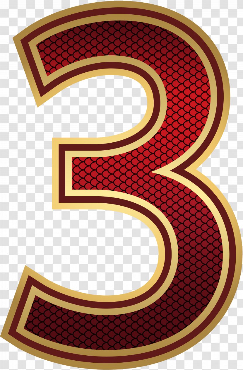 Red Gold - Pattern - And Number Three Image Transparent PNG