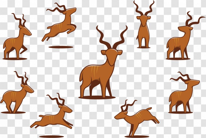 Reindeer Clip Art - Vector Different Forms Of A Group Deer Transparent PNG