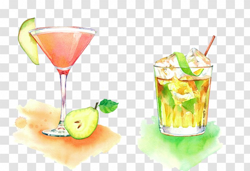 Juice Sea Breeze Cocktail Garnish Caipirinha - Watercolor Pear Beverage Transparent PNG