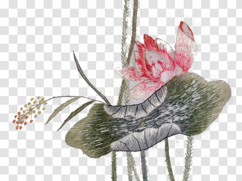 U82cfu7ee3u56feu6848 Embroidery Lingshi County Illustration - Suzhou Silk Hand Art - Lotus Decoration Transparent PNG