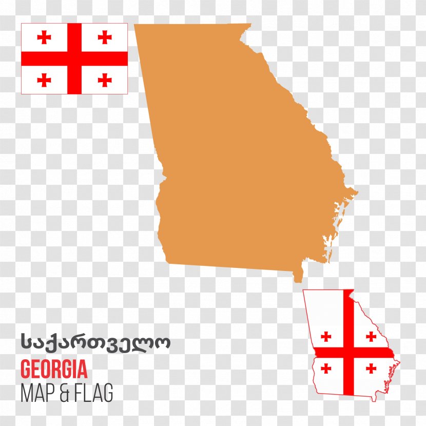 Flag Of Georgia Illustration - Orange - Vector Map Transparent PNG