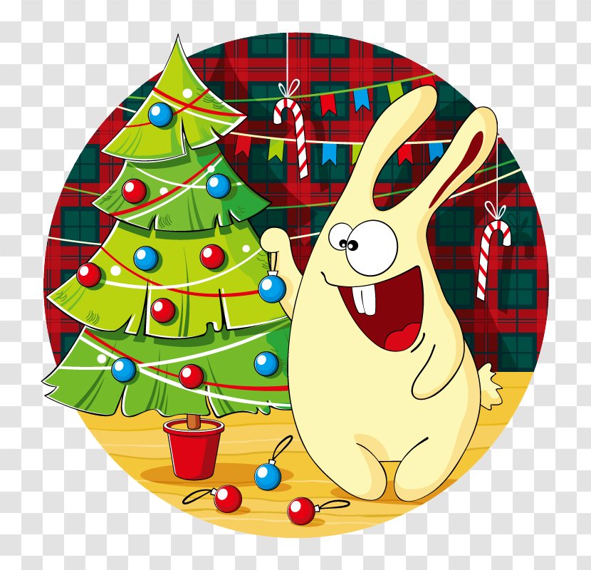 Santa Claus Christmas Tree - Snowflake - Cartoon And Rabbits Transparent PNG