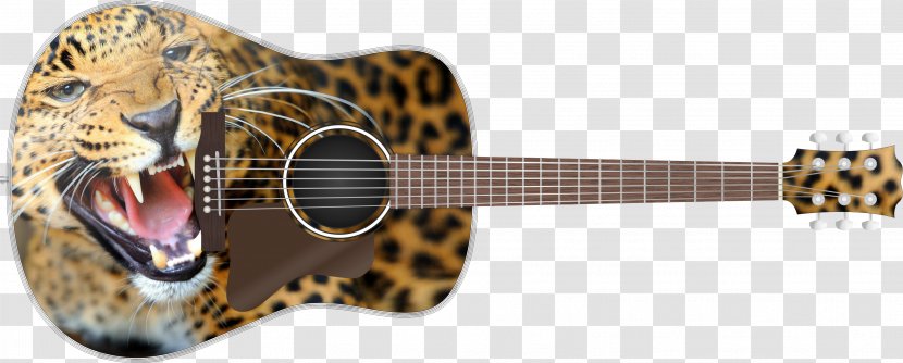 Acoustic Guitar Jaguar Leopard Cat Acoustic-electric - Cartoon - Pictures Transparent PNG
