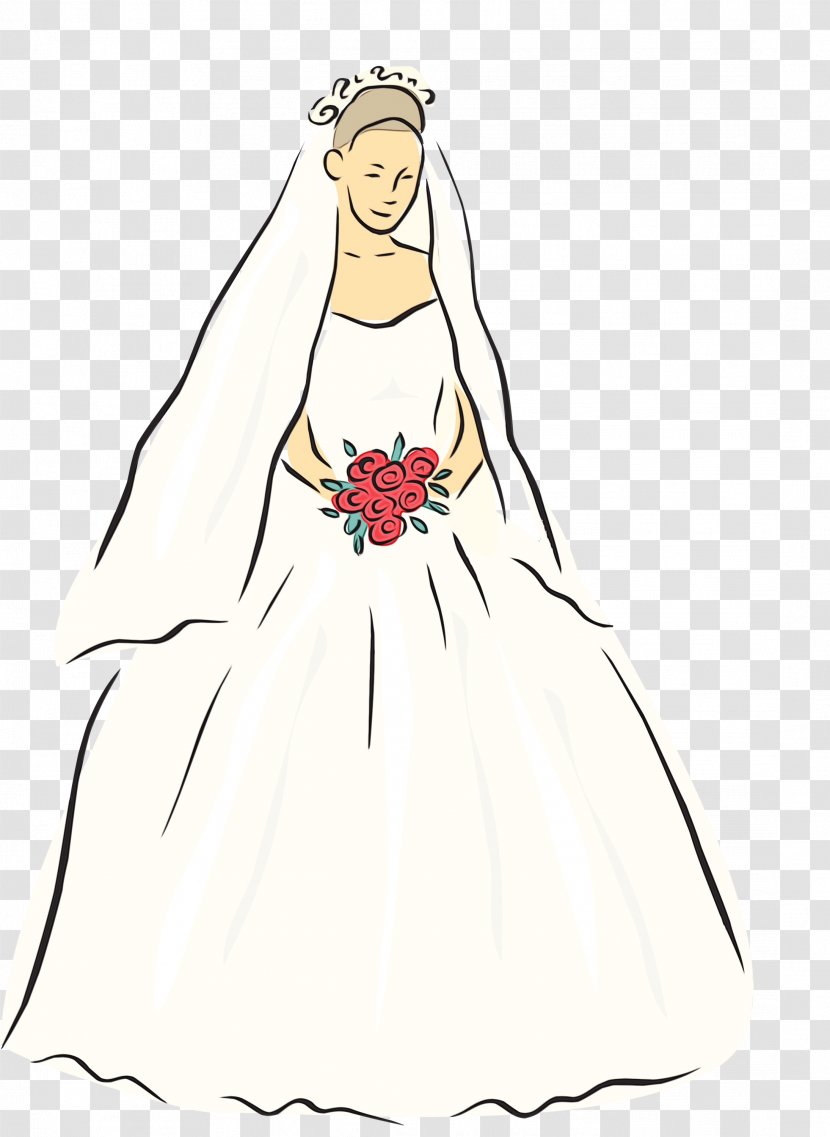 Wedding Dress Woman Clip Art - Bridal Veil - Hm Transparent PNG