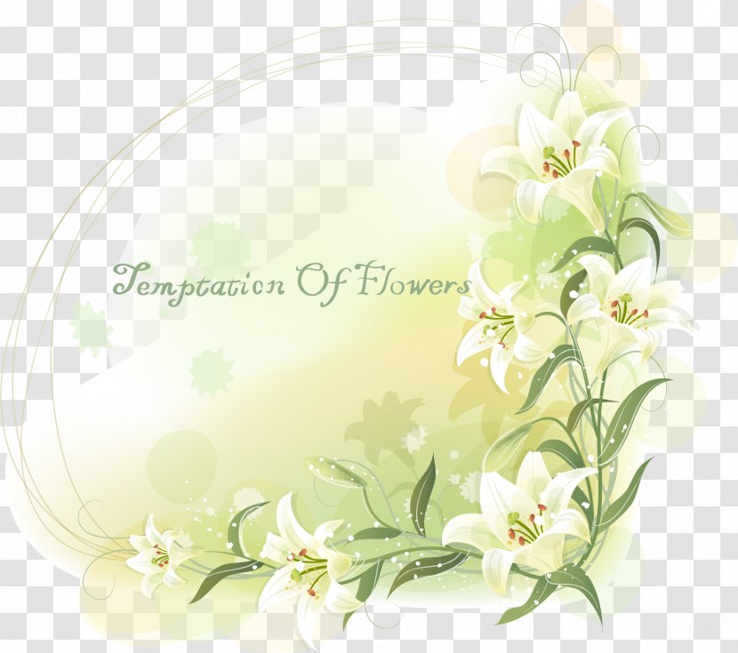 Lilium Flower Clip Art - Silhouette - Pattern Border Background Vector Elements Transparent PNG