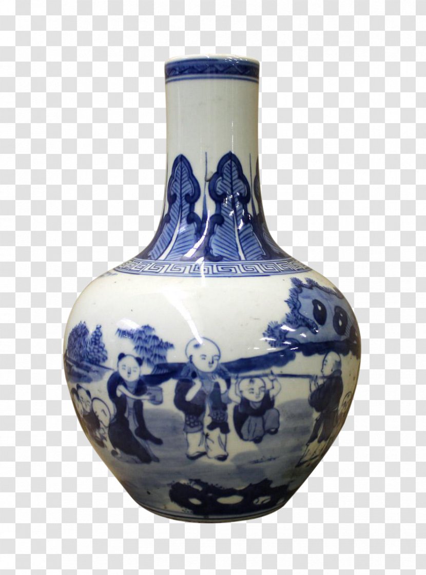 Vase Blue And White Pottery Ceramic Cobalt Transparent PNG