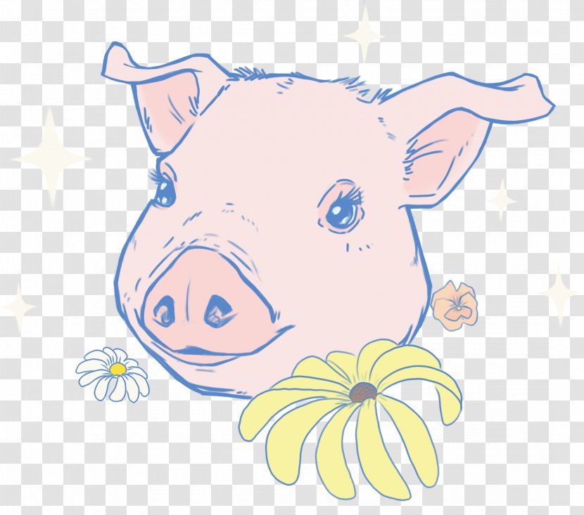 Pig Cartoon - Mammal - Drawing Bovine Transparent PNG