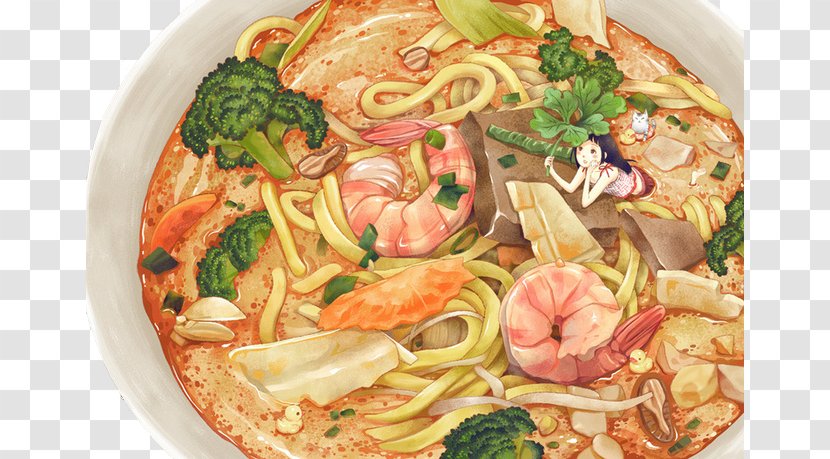 Malatang Japanese Cuisine Ramen Noodle Watercolor Painting - Rice Noodles - Jane Pen Comics Transparent PNG