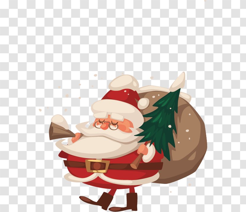 Santa Claus Christmas Card Greeting New Years Day - Fictional Character - Carrying A Parcel Transparent PNG