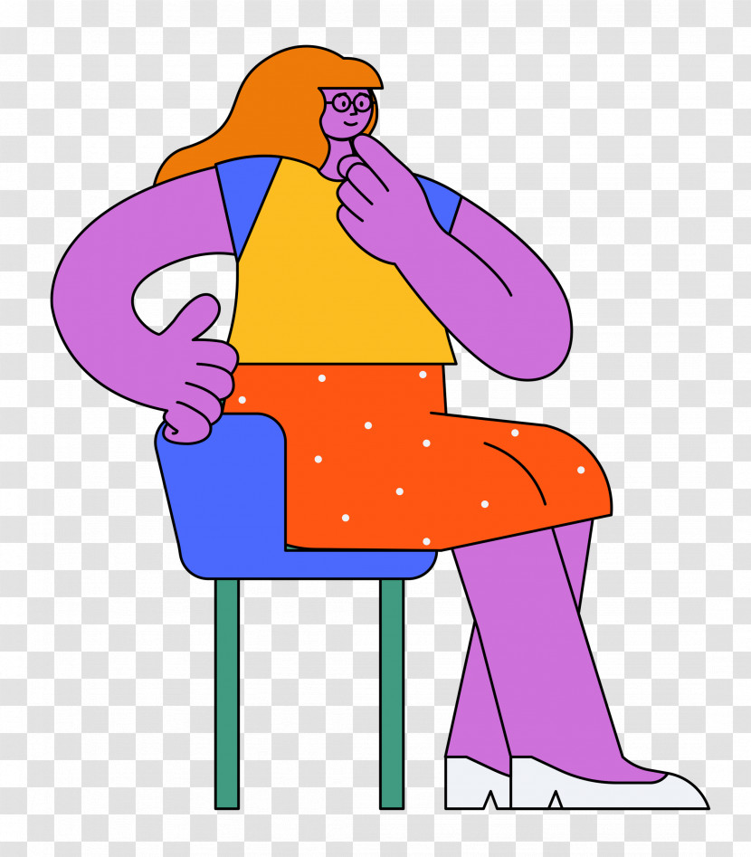 Cartoon Character Sitting Chair Behavior Transparent PNG