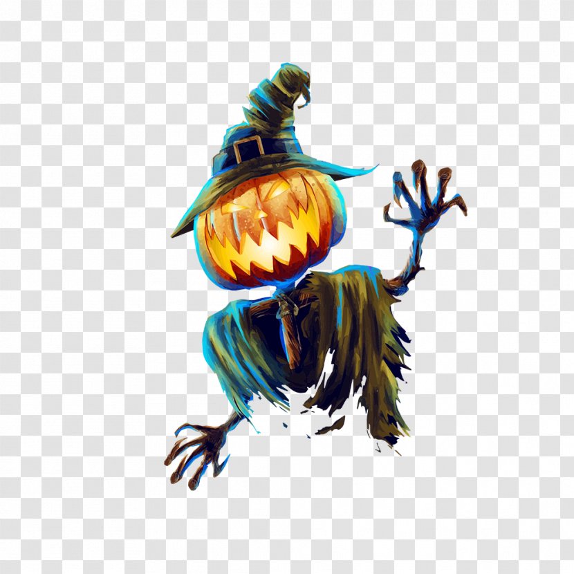 Halloween Scarecrow Jack-o-lantern Pumpkin - Bird - Devil Head Transparent PNG