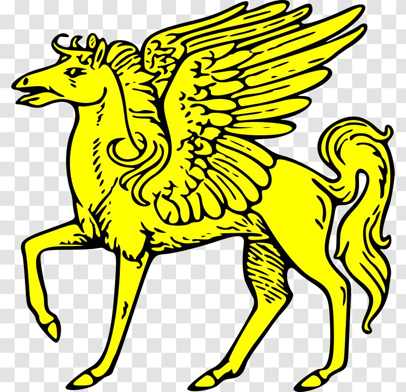 Pegasus Coat Of Arms Heraldry Clip Art - Tail - Golden Horse Transparent PNG