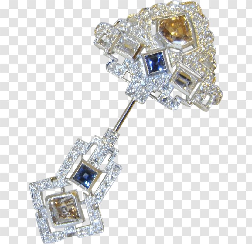 Earring Brooch Sapphire Jewellery Gold - Gemstone Transparent PNG