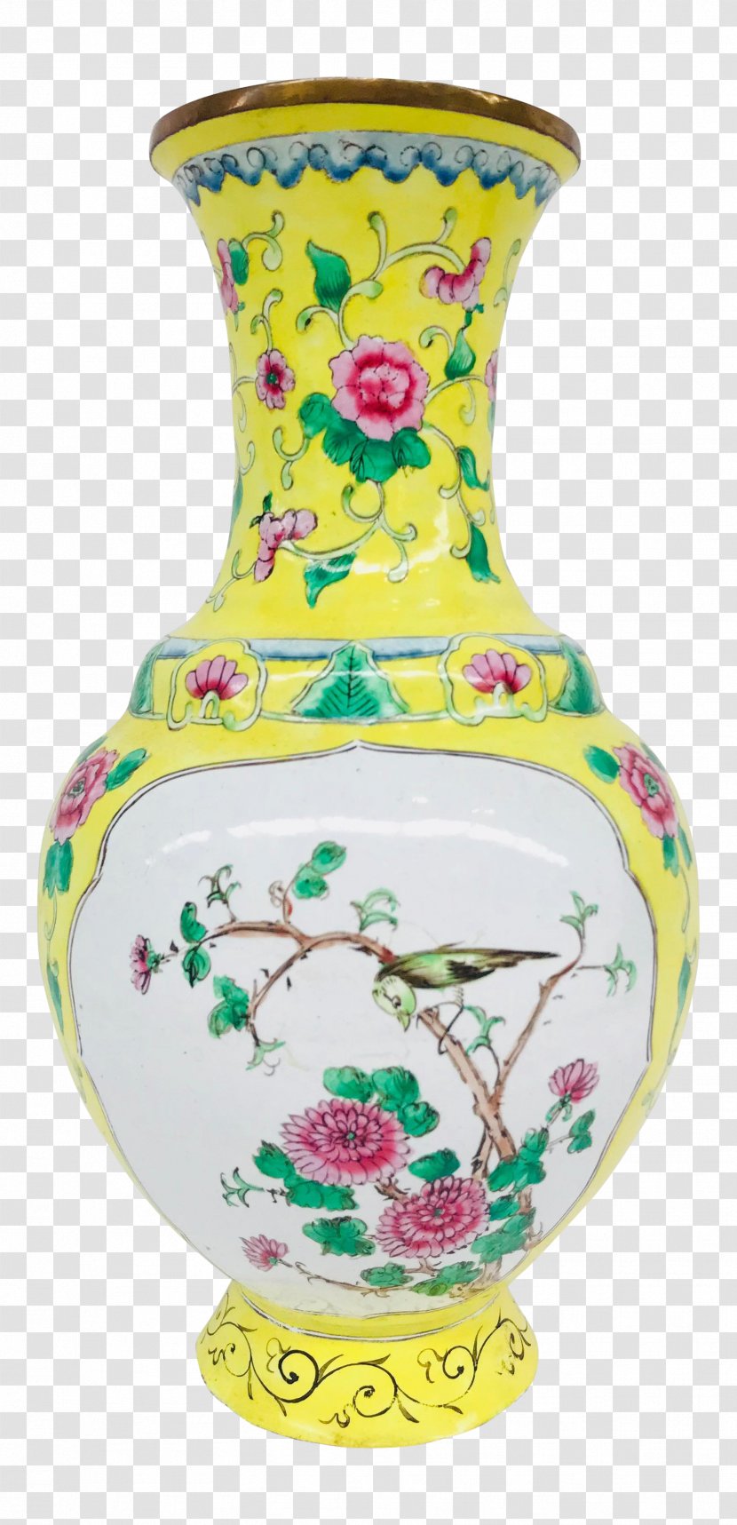 Vase Ceramic Yellow Floral Design Headboard - Chairish Transparent PNG